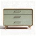 Green geometric drawer chest with wooden frame and three storage compartments 70 x 40 x 50cm