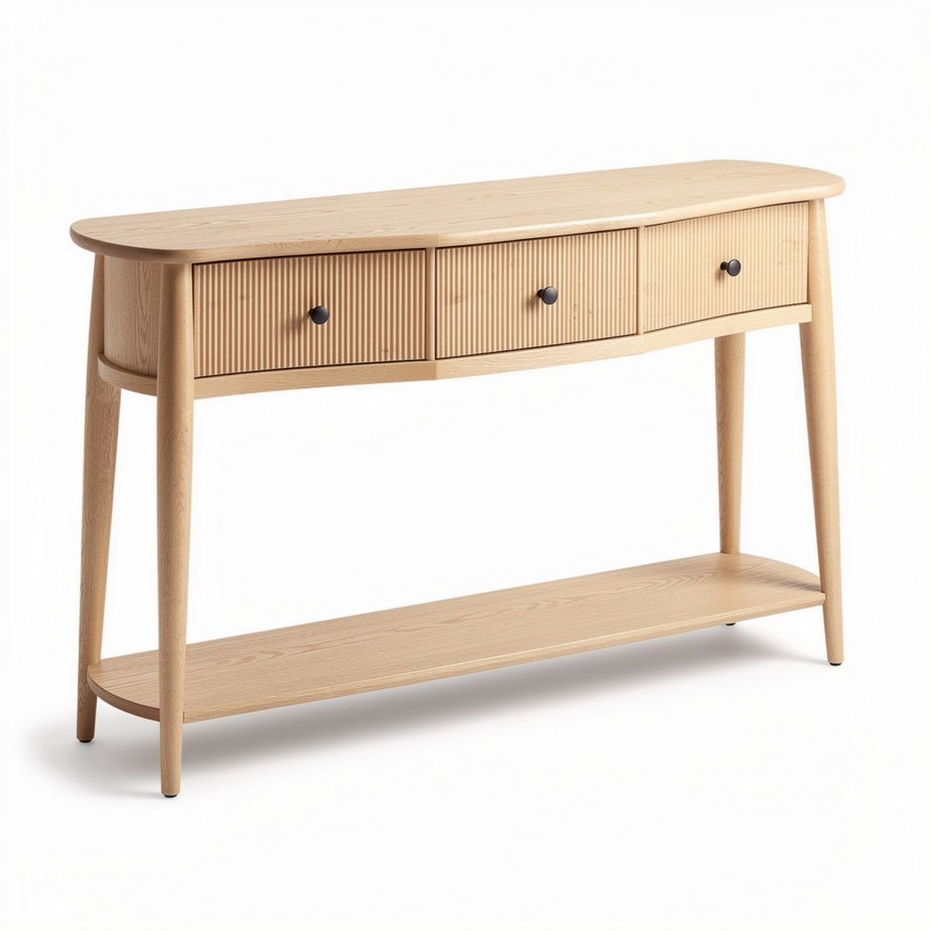 Wooden console table with three drawers and lower shelf 120 x 40 x 85cm