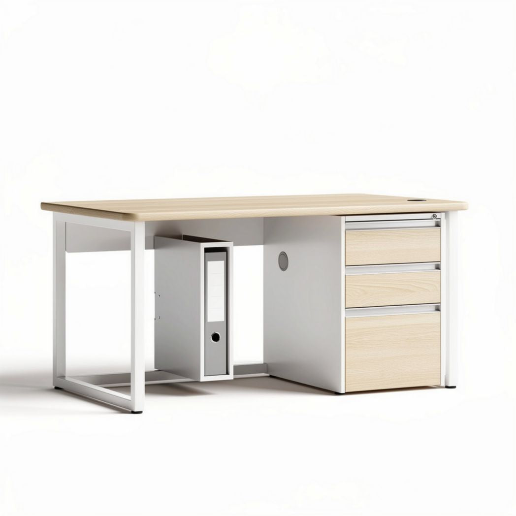 Office desk with storage drawers and wooden top 140 x 70 x 75cm
