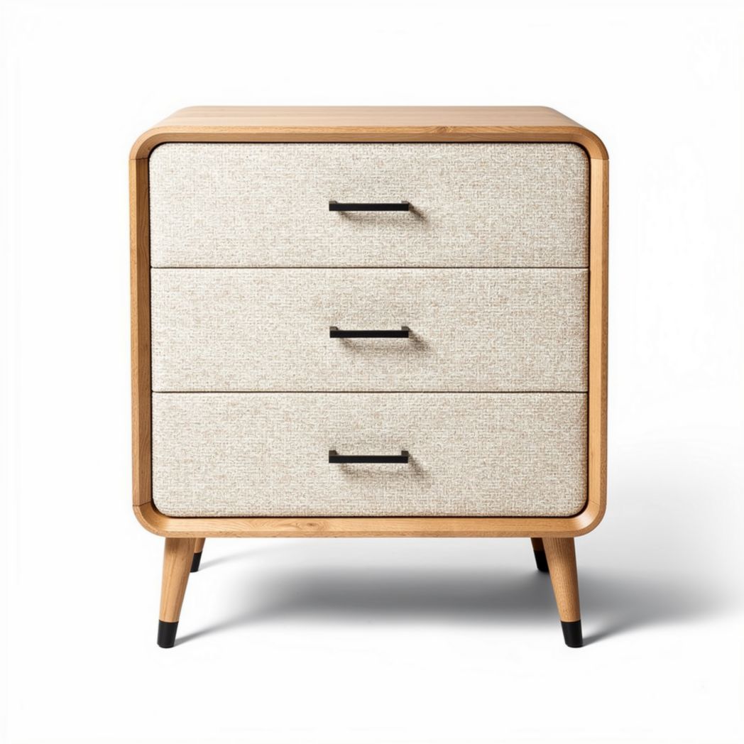 Fabric storage cabinet with three drawers and wooden frame 60 x 40 x 75cm