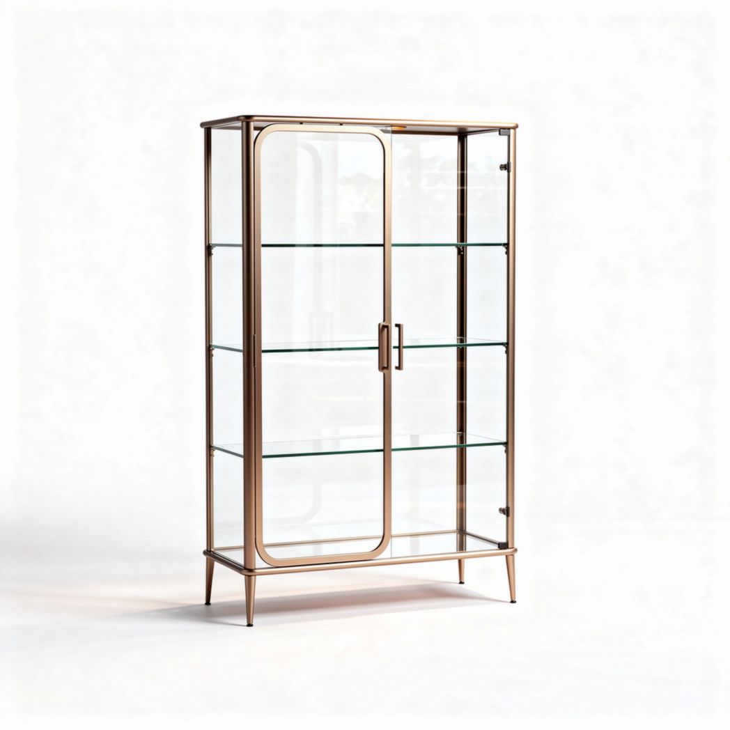Glass display cabinet with metal frame for collectibles 80 x 40 x 180cm