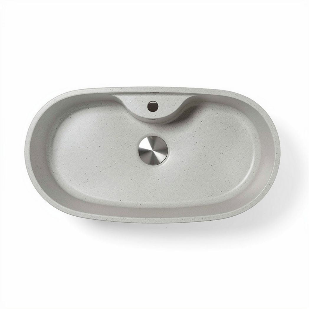 Stone resin rectangular undermount sink 30 x 18 x 7 inches in light gray