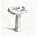Vitreous china pedestal bathroom sink with faucet holes 60 x 45 x 85cm