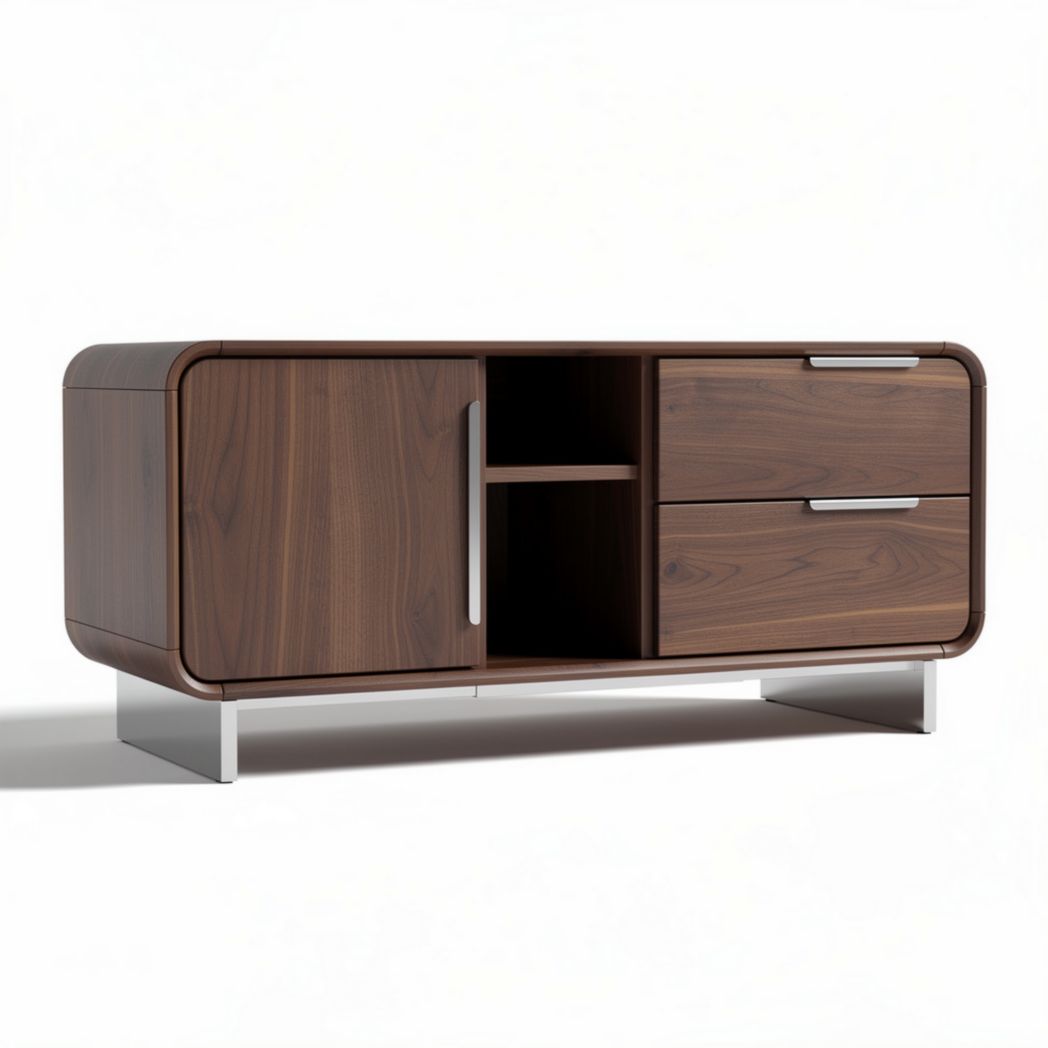 Wooden storage cabinet with sliding doors and drawers 120 x 40 x 50cm